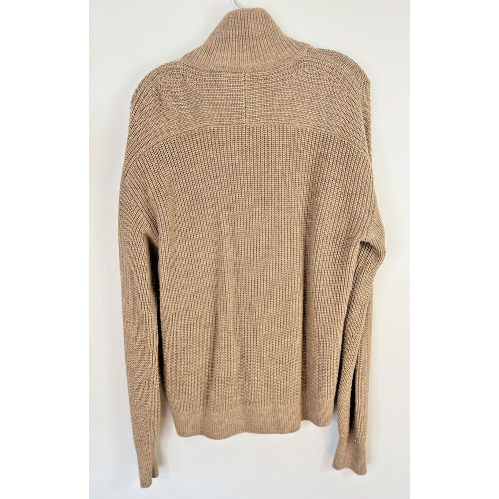 Quince Mens Australian Merino Wool Half Zip M Tan Pullover Sweater Classic - Picture 3 of 5
